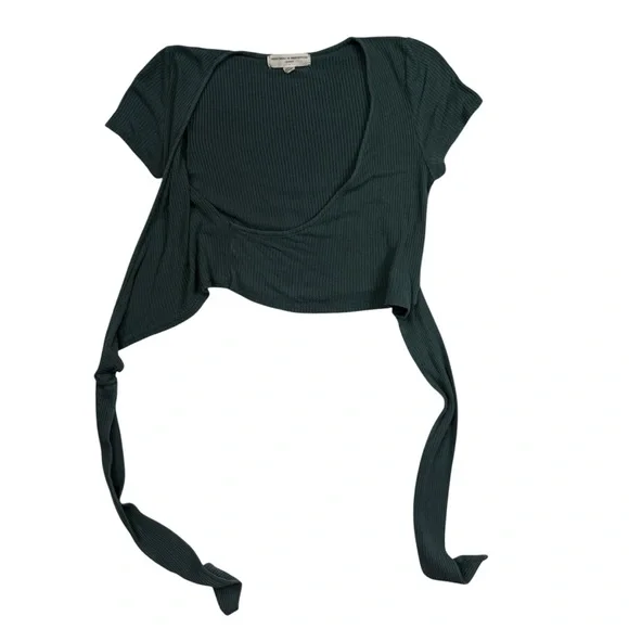 Project Social T x Urban Outfitters Ribbed Wrap Tie Crop Top Teal Green Small - Picture 5 of 9